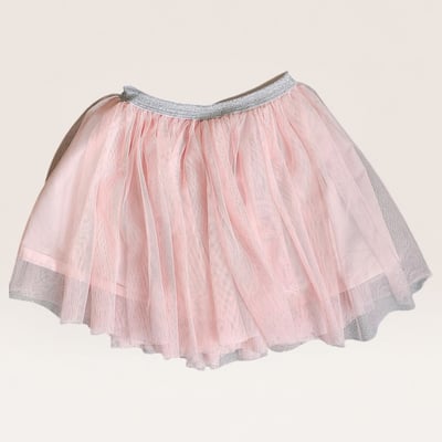 Pink Tulle Skirt with Silver Waistband - 110cm
