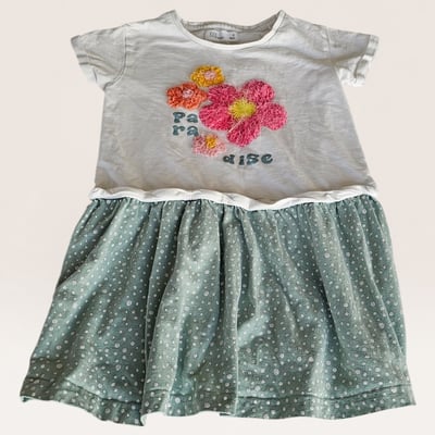 Girls' Dress with Floral Embroidery and Tulle Skirt