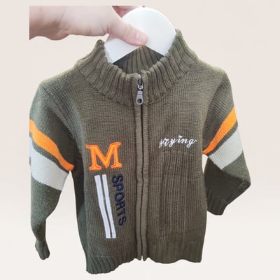 Knit Turtleneck Sweater with Striped Sleeves