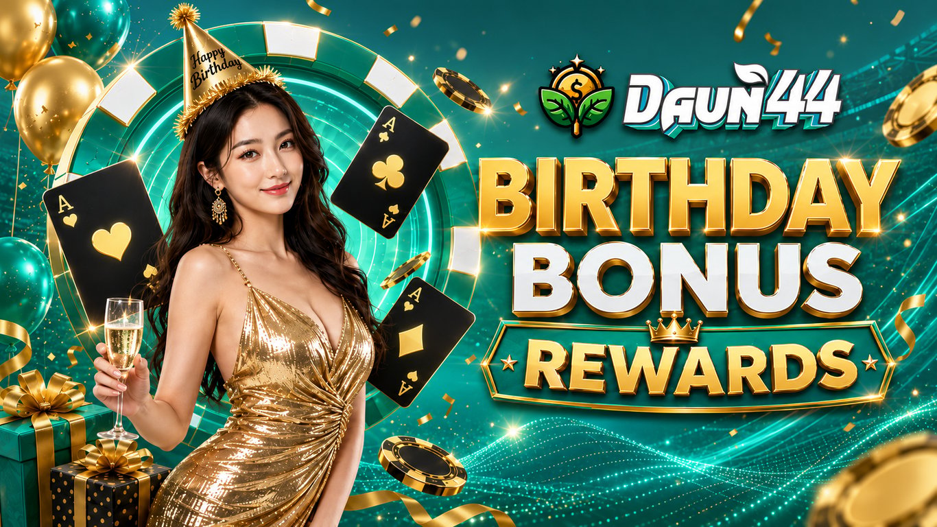 Daun44 Banner Birthday bonus rewards available now.