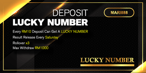Mari888 Banner Lucky number deposit every Saturday.