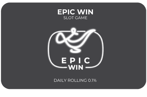 Epic Win slot game logo with genie lamp icon and daily rolling text