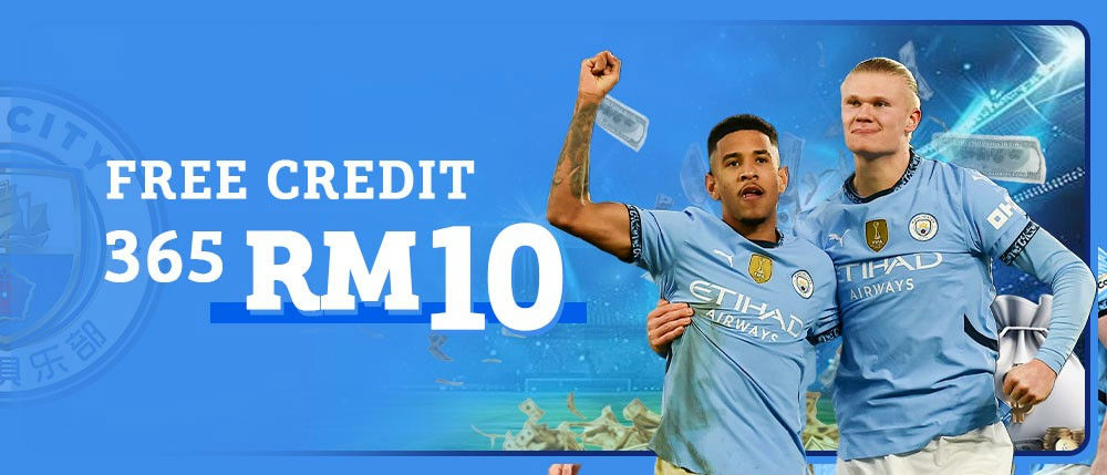 Mancity888 Banner Free credit RM10 365.