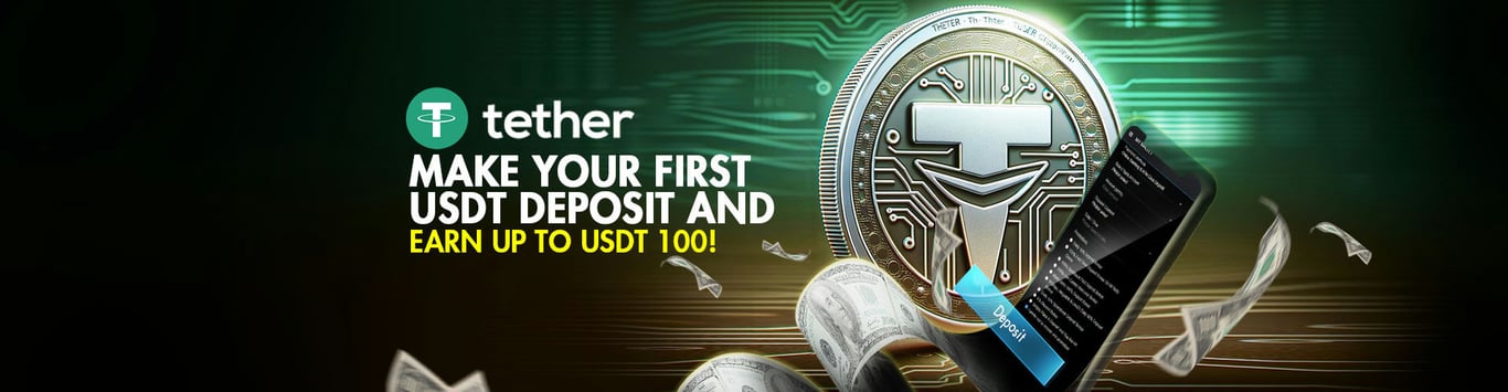 9club Banner Earn USDT with first deposit.