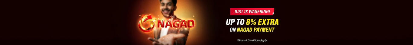Baji Live Banner Get extra 8% on Nagad payments.