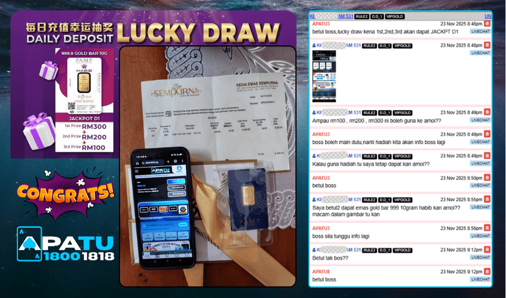 Apatuwallet Banner Daily deposit lucky draw rewards. by apatucasino.net