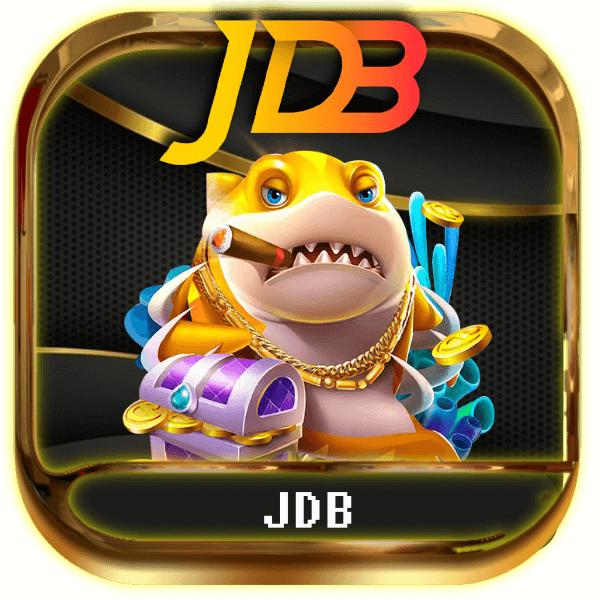 JDB logo with cartoon shark wearing gold chain and cigar