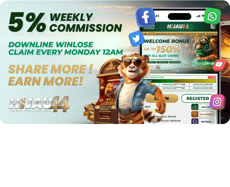 Hijau44 io platform interface showing various gaming options