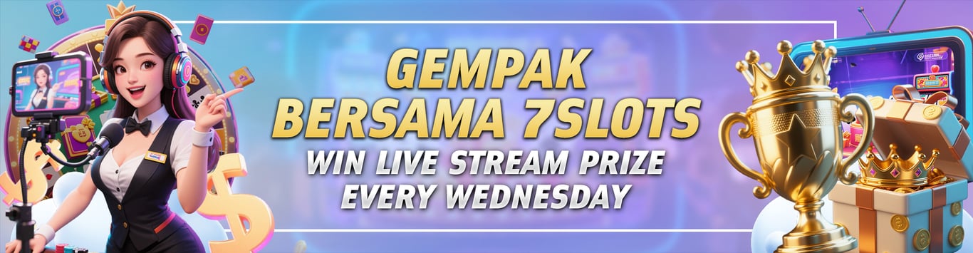 7slots Banner Win live stream prize Wednesdays. by 7slots.pro