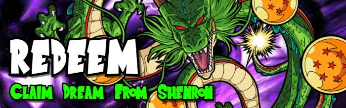 Green dragon with 'REDEEM CLAIM DREAM FROM SHENRON' text