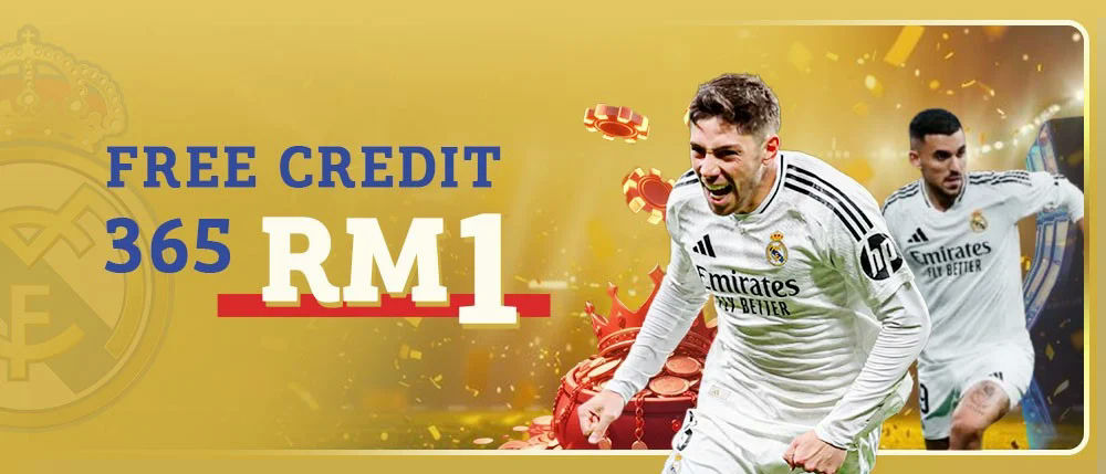 Realmadrid888 Banner Free credit RM1 offer.