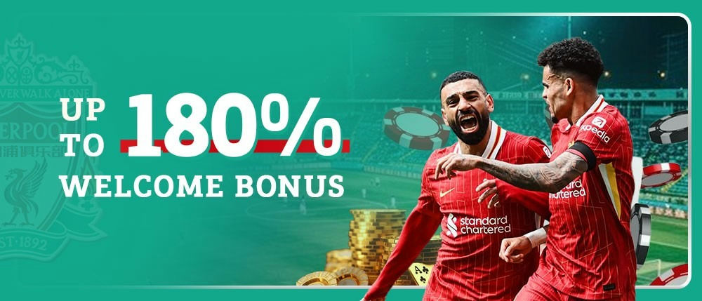 Liverpool888 Banner Welcome bonus up to 180%. by liverpool888myr.com