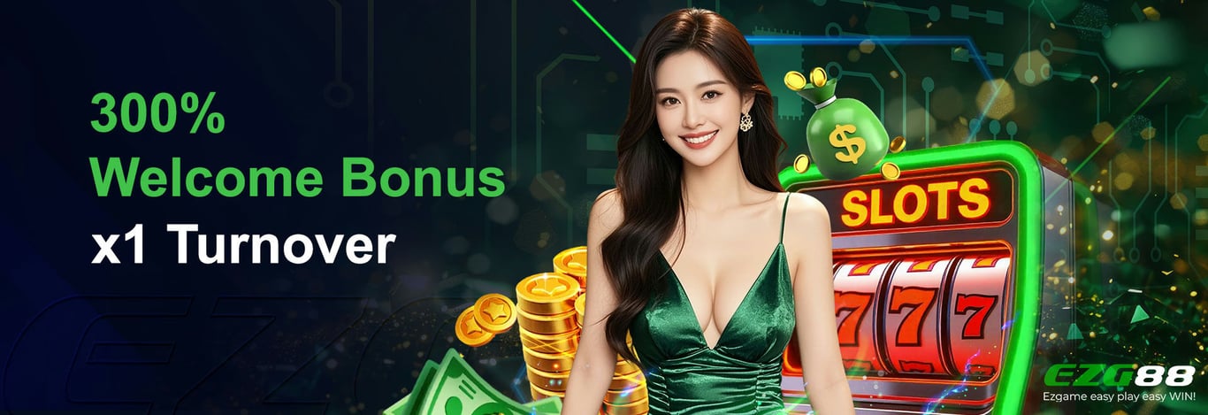 EZG88 100% welcome bonus up to RM888, 30x wagering, and game contribution rates detailed.