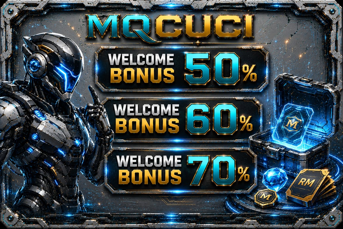 Welcome bonus tiers 50%, 60%, 70% with robot