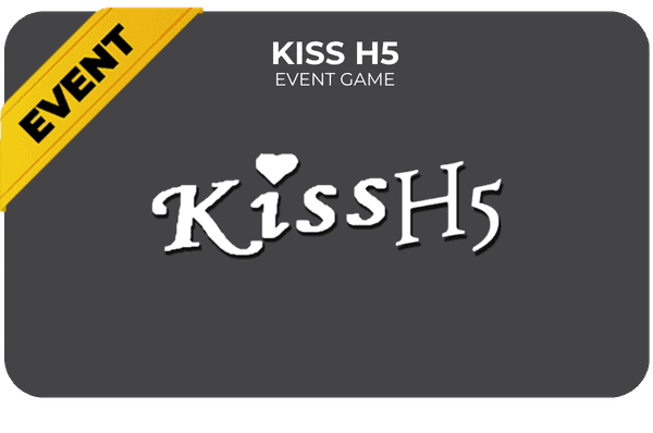 Kiss H5 event game logo with heart-shaped i and yellow EVENT ribbon