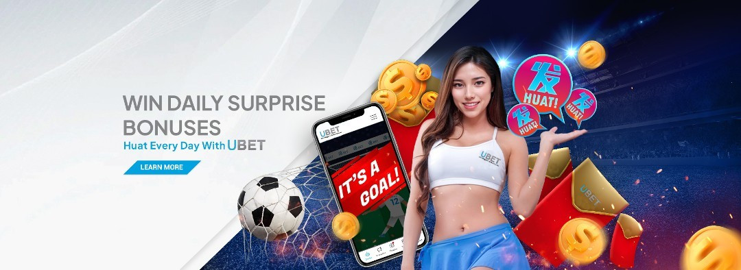 Banner featuring woman, soccer ball, phone, and text 'Win Daily Surprise Bonuses'