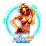 Woman in purple outfit with 'Live22' logo
