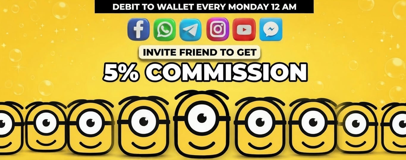 Minion88 Banner Invite friends for 5% commission.