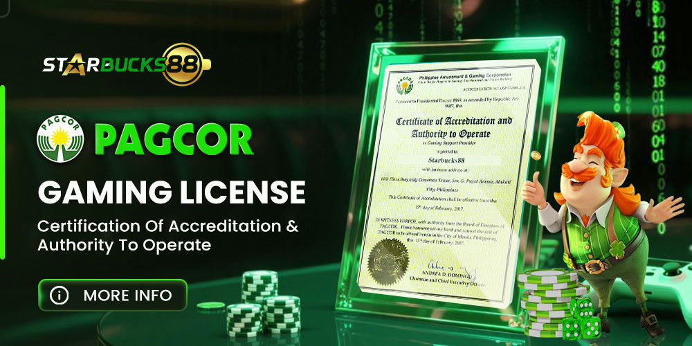 Starbucks88 Banner PAGCOR gaming license certification.