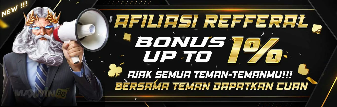 Menang44 Banner Bonus up to 1% referral.