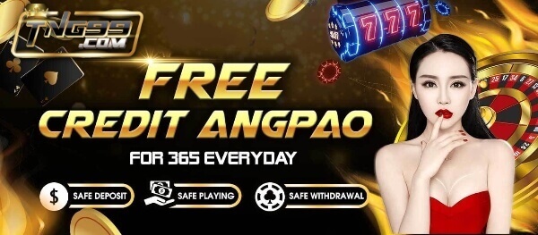 Free credit angpao promotion with woman in red dress
