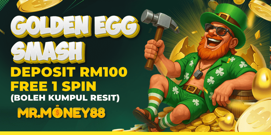 Mr Money88 Banner Golden Egg Smash offers free spins. by mr-money888.com