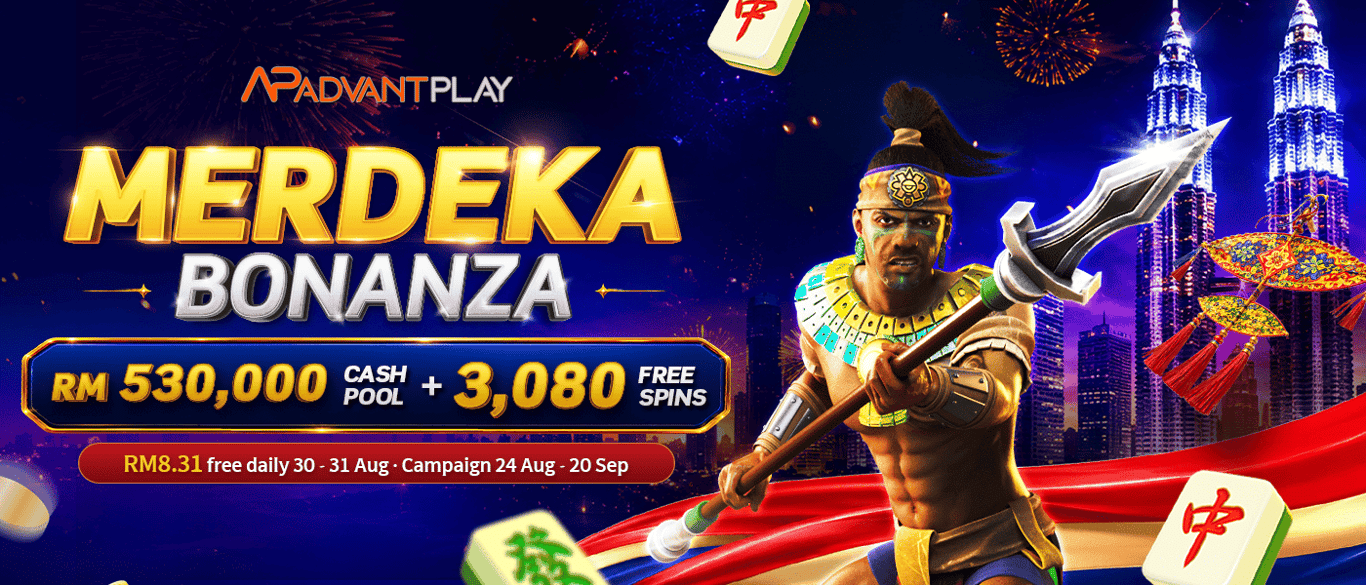 Merdeka Bonanza promotion with RM530,000 cash pool and 3,080 free spins
