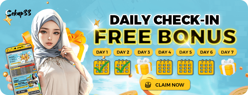 Cekap33 Banner Daily check-in free bonus. by cekap333.net