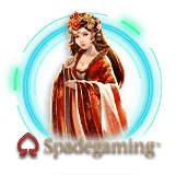 Woman in traditional robe, Spadegaming logo below.