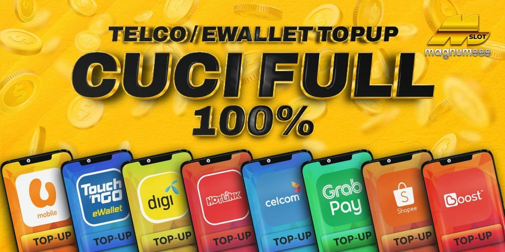 Magnum888 Banner Cuci full telco eWallet top-up.