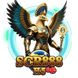 Egyptian winged deity with 'SCR888' logo