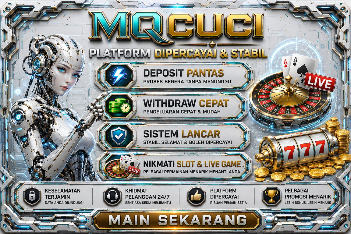 MQCUCI platform features with robot and casino icons