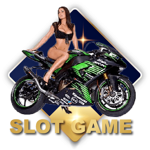 Woman on green and black motorcycle, labeled 'SLOT GAME'