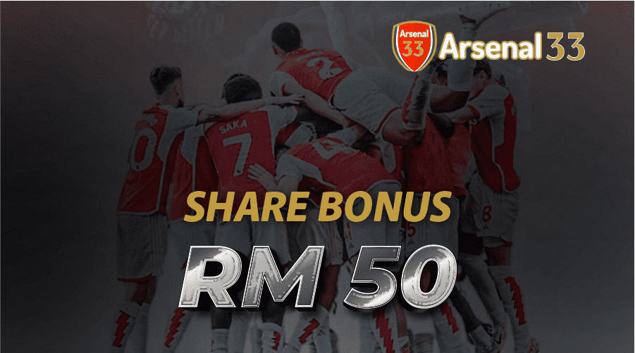 Share Bonus RM 50 with Arsenal players huddling