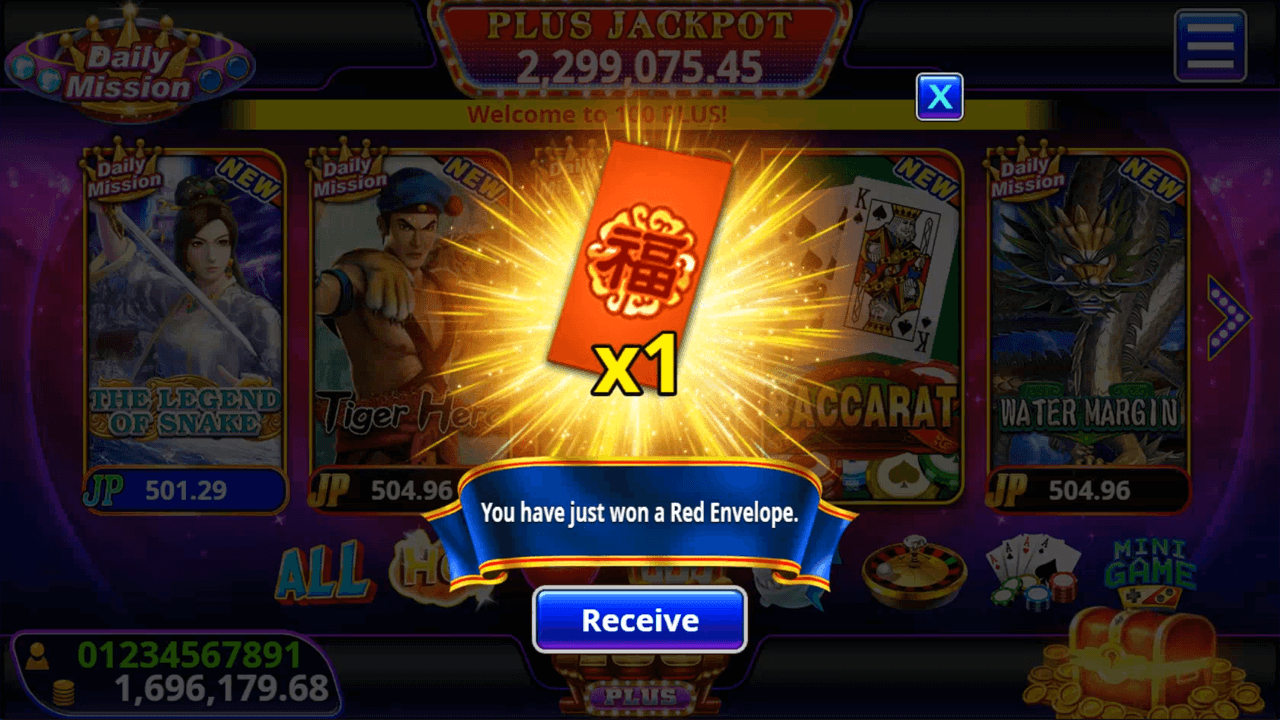 100plus Casino Banner Win a red envelope daily!