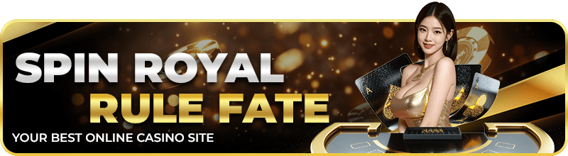Banner with woman in gold outfit, text 'SPIN ROYAL RULE FATE'