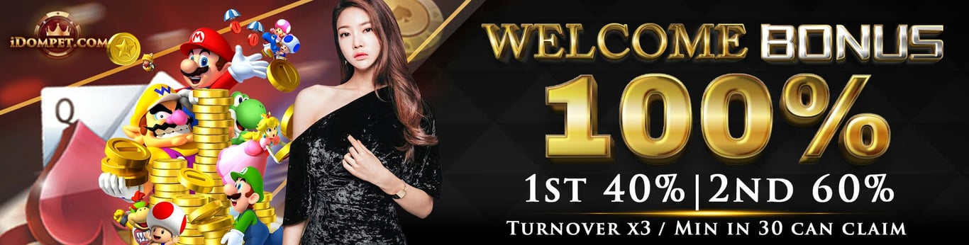 Idompet Banner Welcome bonus 100% offer.