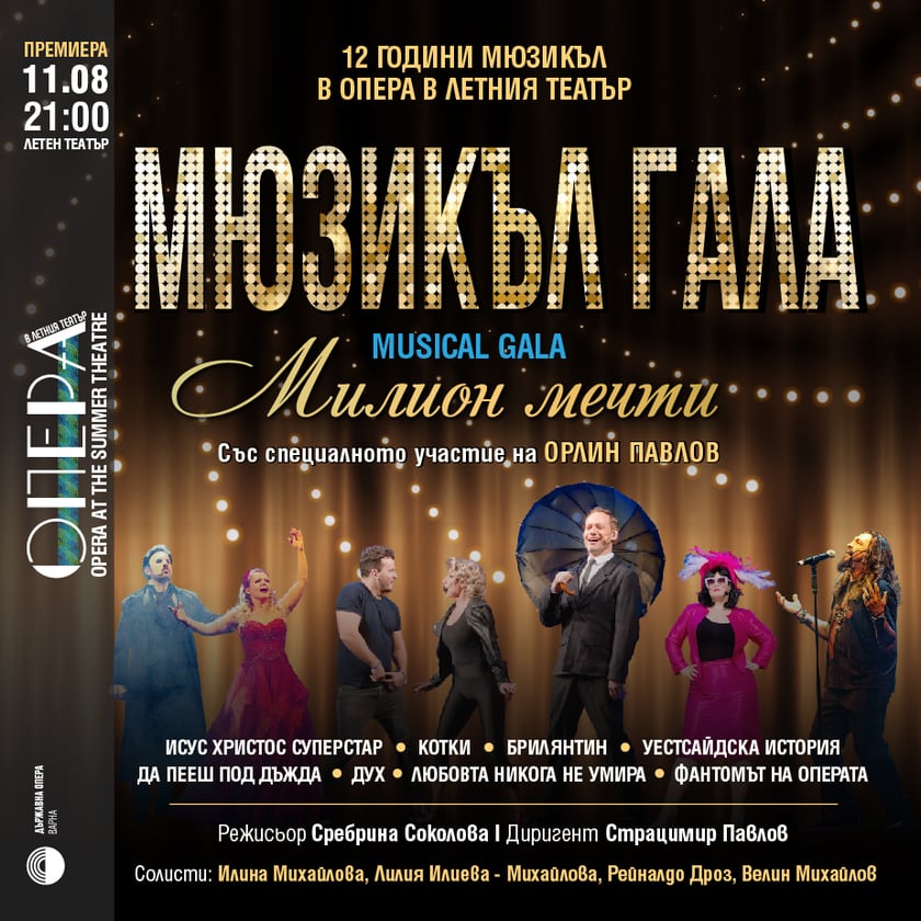 Премиера Мюзикъл гала "Милион мечти" с Орлин Павлов