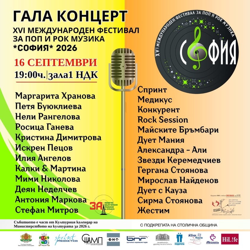XVI Международен фестивал за поп и рок музика София 2026