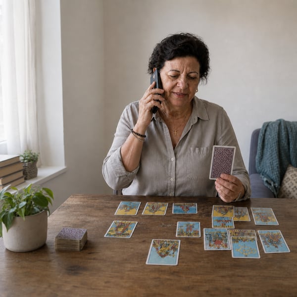 Natalia Bermejo atendiendo personalmente su tarot particular
