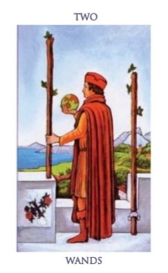 Carta del tarot Dos de Bastos
