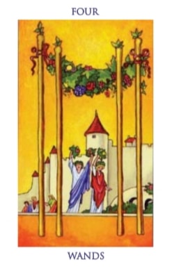 Carta del tarot Cuatro de Bastos
