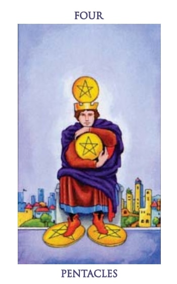 Carta del tarot Cuatro de Oros