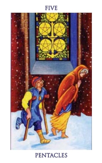 Carta del tarot Cinco de Oros