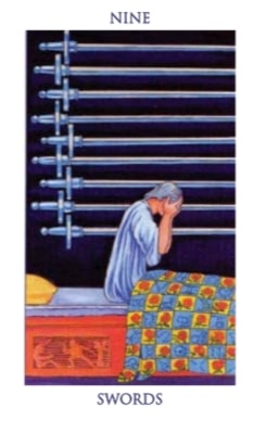 Carta del tarot Nueve de Espadas