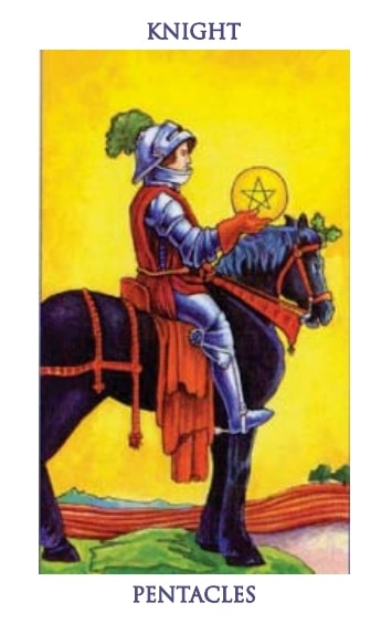 Carta del tarot Caballero de Oros