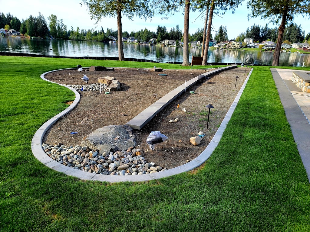 Curbing against a body of water