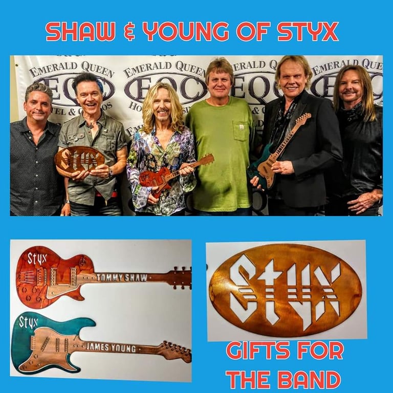 Metal art of Styx with guitars