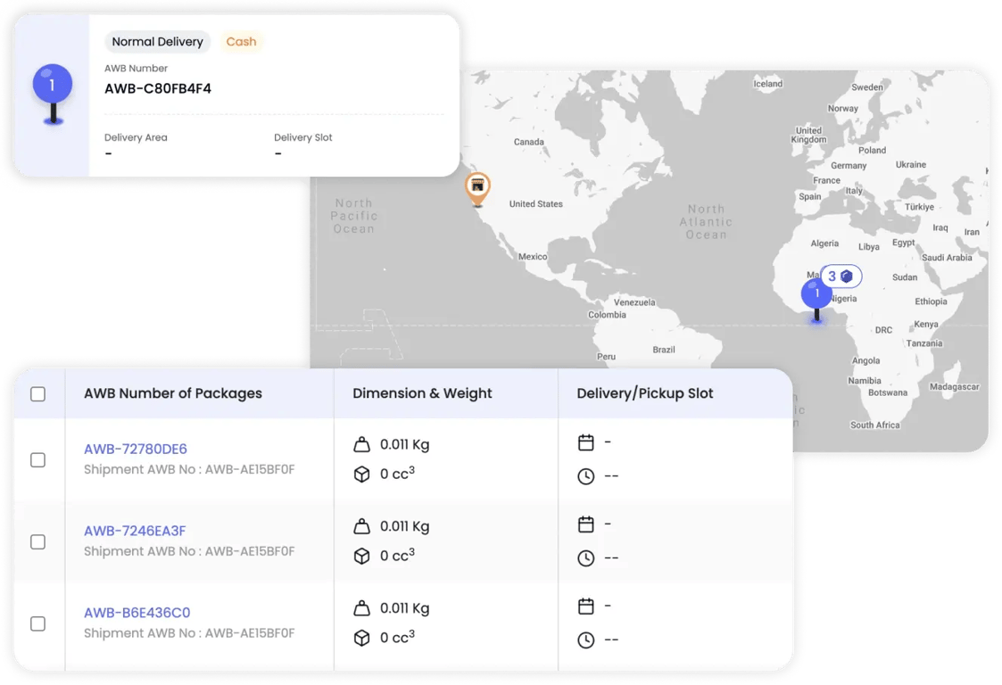 AI-powered Transportation Management System (TMS) streamlining delivery and pickup tasks with automated scheduling and real-time logistics coordination.