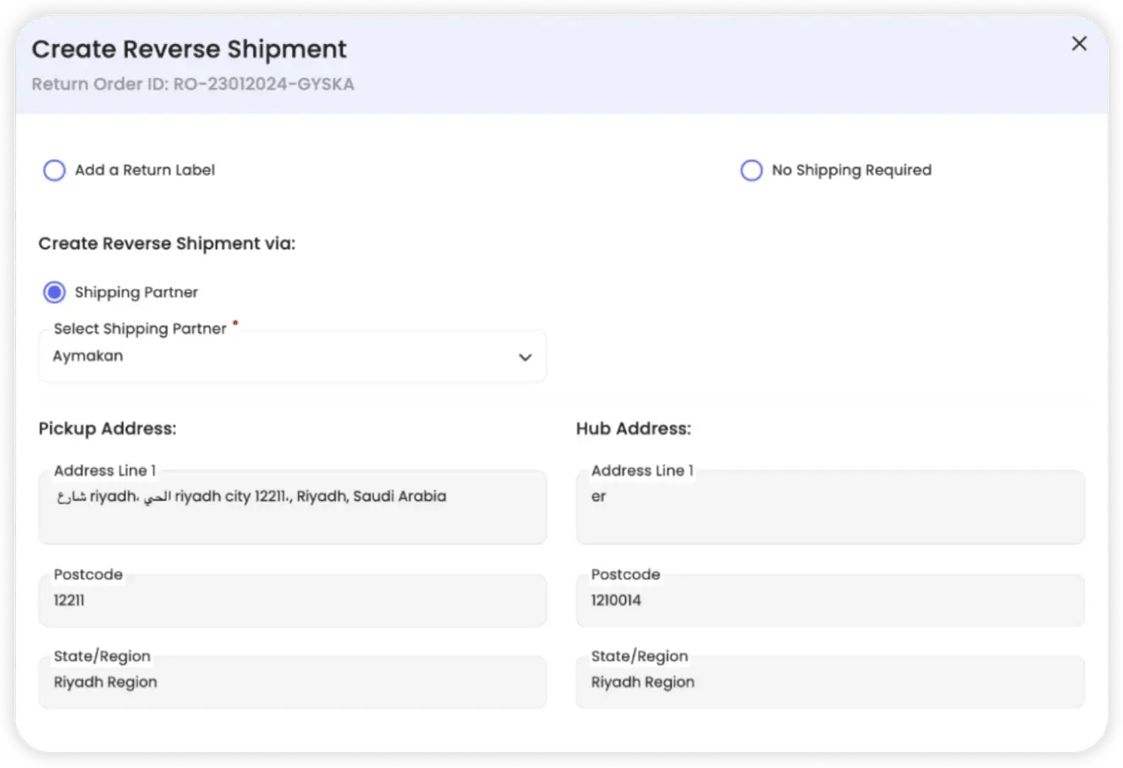 Advanced reverse logistics solution automating courier selection, return shipment Airway Bill (AWB) generation, and cost-efficient return management.